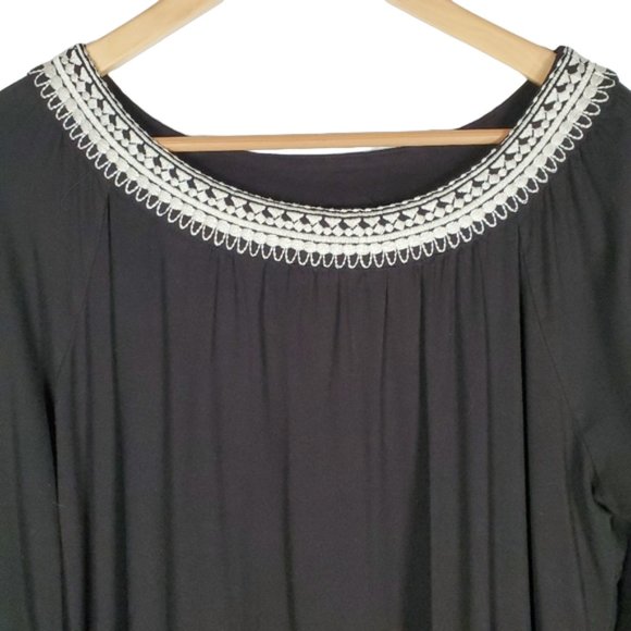 INC International Concepts Tunic Style top black Oversized Embroidery 0X - Picture 5 of 10